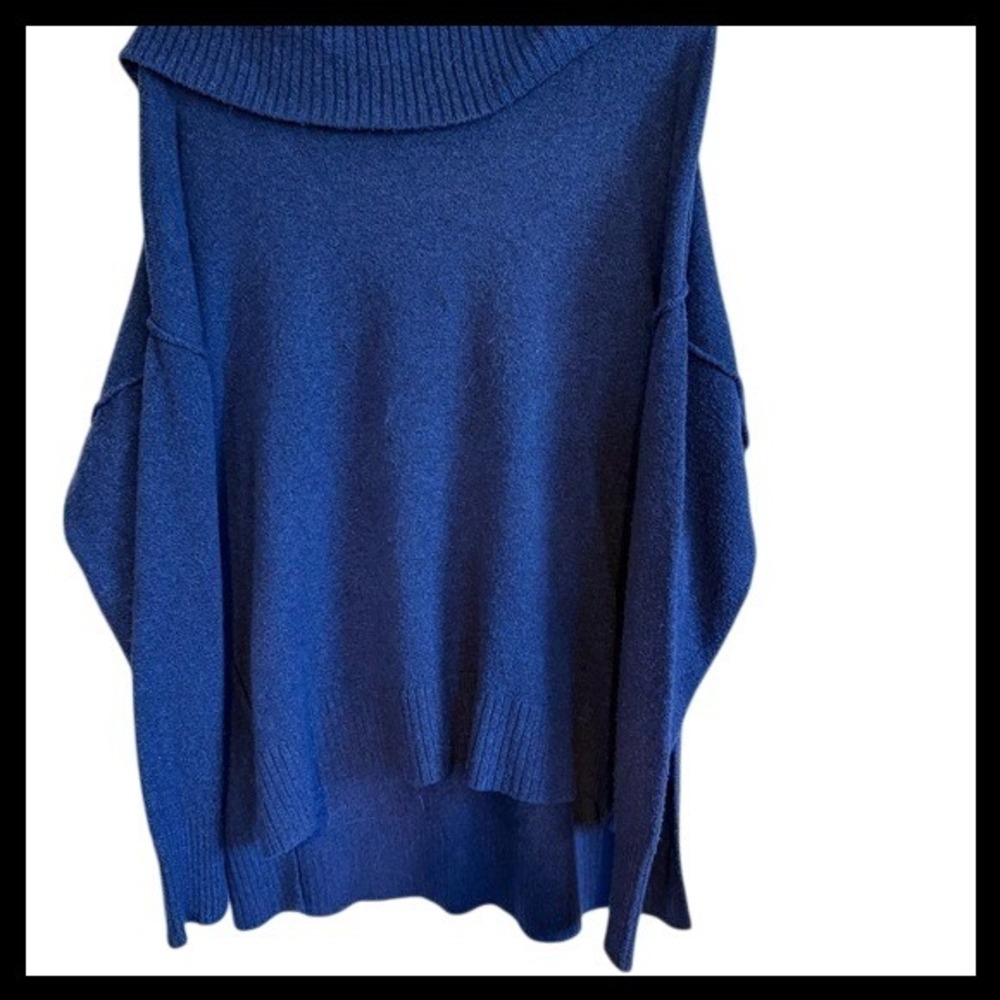 Terra & Sky 1X Blue Cowl Neck Long Sleeve Pullover Knit Sweater